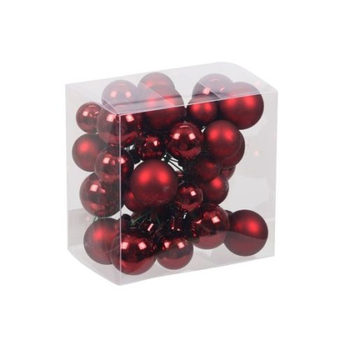 Vianočná sklenená guľa 2; 2,5;5,3 cm (24 ks)  bordová 