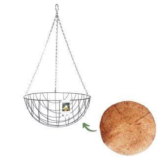   Závesný košík na kvety s vložkou z kokosového vlákna 25 cm