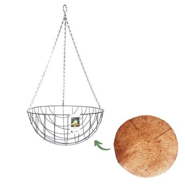   Závesný košík na kvety s vložkou z kokosového vlákna 25 cm